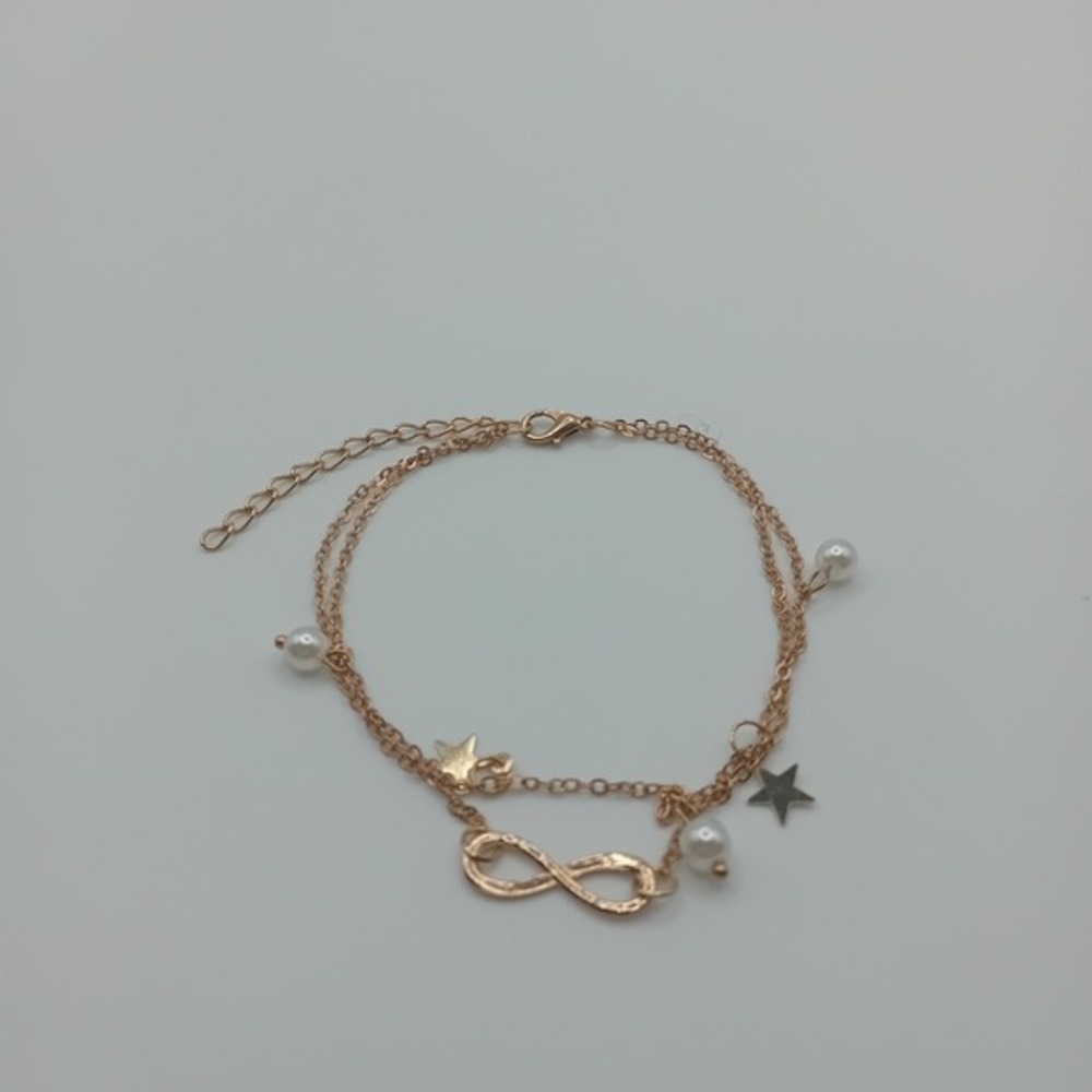 Womens Jewelry Charm Bracelet Infinity Sign Star Pearl Dangle Chain Dainty Girly
